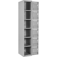 Clean Line Lockerettes, 6 -tier, Bank of 4, 48" x 18" x 72", Steel, Grey, Rivet (Assembled) Sécurité Médic