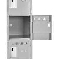Clean Line Lockerette, 6 -tier, Bank of 4, 48" x 18" x 82", Steel, Charcoal, Rivet (Assembled) Sécurité Médic