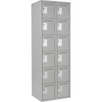 Clean Line Lockerettes, 6 -tier, Bank of 2, 24" x 18" x 72", Steel, Grey, Rivet (Assembled) Sécurité Médic