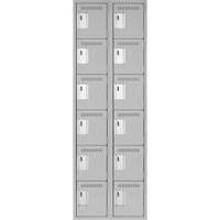 Clean Line Lockerettes, 6 -tier, Bank of 2, 24" x 18" x 72", Steel, Grey, Rivet (Assembled) Sécurité Médic