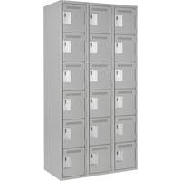 Clean Line Lockerettes, 6 -tier, Bank of 3, 36" x 18" x 72", Steel, Grey, Rivet (Assembled) Sécurité Médic