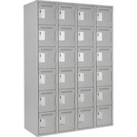 Clean Line Lockerettes, 6 -tier, Bank of 4, 48" x 18" x 72", Steel, Grey, Rivet (Assembled) Sécurité Médic