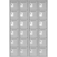 Clean Line Lockerettes, 6 -tier, Bank of 4, 48" x 18" x 72", Steel, Grey, Rivet (Assembled) Sécurité Médic