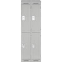 Clean Line Lockers, 2 -tier, Bank of 2, 24" x 18" x 78", Steel, Grey, Rivet (Assembled) Sécurité Médic