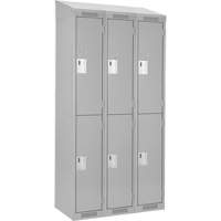 Clean Line Lockers, 2 -tier, Bank of 3, 36" x 18" x 78", Steel, Grey, Rivet (Assembled) Sécurité Médic