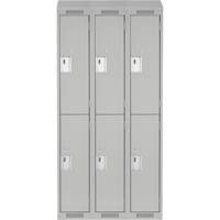 Clean Line Lockers, 2 -tier, Bank of 3, 36" x 18" x 78", Steel, Grey, Rivet (Assembled) Sécurité Médic