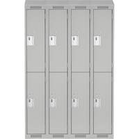Clean Line Lockers, 2 -tier, Bank of 4, 48" x 18" x 78", Steel, Grey, Rivet (Assembled) Sécurité Médic