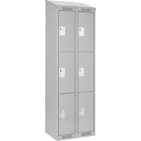 Clean Line Lockers, 3 -tier, Bank of 2, 24" x 18" x 78", Steel, Grey, Rivet (Assembled) Sécurité Médic