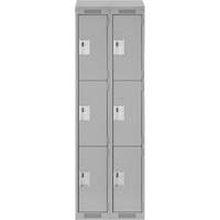 Clean Line Lockers, 3 -tier, Bank of 2, 24" x 18" x 78", Steel, Grey, Rivet (Assembled) Sécurité Médic