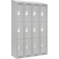 Clean Line Lockers, 3 -tier, Bank of 4, 48" x 18" x 78", Steel, Grey, Rivet (Assembled) Sécurité Médic