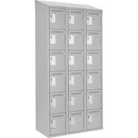 Clean Line Lockerette , 6 -tier, Bank of 3, 36" x 18" x 78", Steel, Grey, Rivet (Assembled) Sécurité Médic