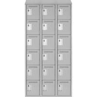 Clean Line Lockerette , 6 -tier, Bank of 3, 36" x 18" x 78", Steel, Grey, Rivet (Assembled) Sécurité Médic