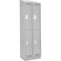 Clean Line Lockers, 2 -tier, Bank of 2, 24" x 18" x 82", Steel, Grey, Rivet (Assembled) Sécurité Médic