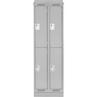 Clean Line Lockers, 2 -tier, Bank of 2, 24" x 18" x 82", Steel, Grey, Rivet (Assembled) Sécurité Médic