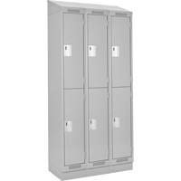 Clean Line Lockers, 2 -tier, Bank of 3, 36" x 18" x 82", Steel, Grey, Rivet (Assembled) Sécurité Médic