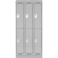 Clean Line Lockers, 2 -tier, Bank of 3, 36" x 18" x 82", Steel, Grey, Rivet (Assembled) Sécurité Médic