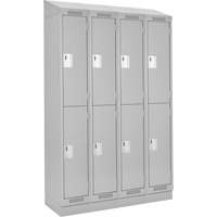 Clean Line Lockers, 2 -tier, Bank of 4, 48" x 18" x 82", Steel, Grey, Rivet (Assembled) Sécurité Médic