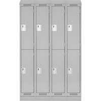 Clean Line Lockers, 2 -tier, Bank of 4, 48" x 18" x 82", Steel, Grey, Rivet (Assembled) Sécurité Médic