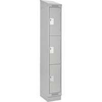Clean Line Lockers, 3 -tier, 12" x 18" x 82", Steel, Grey, Rivet (Assembled) Sécurité Médic