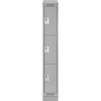 Clean Line Lockers, 3 -tier, 12" x 18" x 82", Steel, Grey, Rivet (Assembled) Sécurité Médic