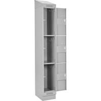 Clean Line Lockers, 3 -tier, Bank of 4, 48" x 18" x 82", Steel, Grey, Rivet (Assembled) Sécurité Médic