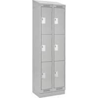Clean Line Lockers, 3 -tier, Bank of 2, 24" x 18" x 82", Steel, Grey, Rivet (Assembled) Sécurité Médic