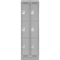 Clean Line Lockers, 3 -tier, Bank of 2, 24" x 18" x 82", Steel, Grey, Rivet (Assembled) Sécurité Médic