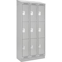 Clean Line Lockers, 3 -tier, Bank of 3, 36" x 18" x 82", Steel, Grey, Rivet (Assembled) Sécurité Médic