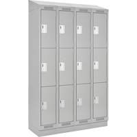 Clean Line Lockers, 3 -tier, Bank of 4, 48" x 18" x 82", Steel, Grey, Rivet (Assembled) Sécurité Médic