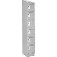 Clean Line Lockerette, 6 -tier, 12" x 18" x 82", Steel, Grey, Rivet (Assembled) Sécurité Médic