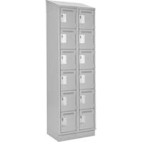 Clean Line Lockerette, 6 -tier, Bank of 2, 24" x 18" x 82", Steel, Grey, Rivet (Assembled) Sécurité Médic