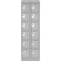 Clean Line Lockerette, 6 -tier, Bank of 2, 24" x 18" x 82", Steel, Grey, Rivet (Assembled) Sécurité Médic