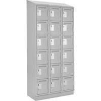 Clean Line Lockerette, 6 -tier, Bank of 3, 36" x 18" x 82", Steel, Grey, Rivet (Assembled) Sécurité Médic