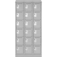 Clean Line Lockerette, 6 -tier, Bank of 3, 36" x 18" x 82", Steel, Grey, Rivet (Assembled) Sécurité Médic