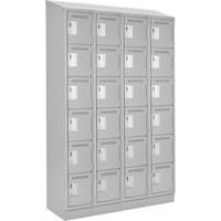 Clean Line Lockerette, 6 -tier, Bank of 4, 48" x 18" x 82", Steel, Grey, Rivet (Assembled) Sécurité Médic