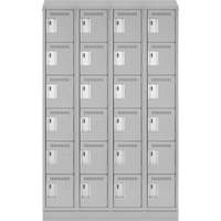 Clean Line Lockerette, 6 -tier, Bank of 4, 48" x 18" x 82", Steel, Grey, Rivet (Assembled) Sécurité Médic