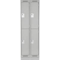 Clean Line Lockers, 2 -tier, Bank of 2, 24" x 18" x 76", Steel, Grey, Rivet (Assembled) Sécurité Médic