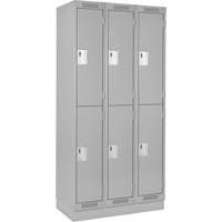 Clean Line Lockers, 2 -tier, Bank of 3, 36" x 18" x 76", Steel, Grey, Rivet (Assembled) Sécurité Médic