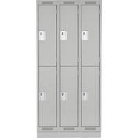 Clean Line Lockers, 2 -tier, Bank of 3, 36" x 18" x 76", Steel, Grey, Rivet (Assembled) Sécurité Médic