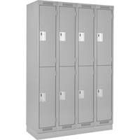 Clean Line Lockers, 2 -tier, Bank of 4, 48" x 18" x 76", Steel, Grey, Rivet (Assembled) Sécurité Médic