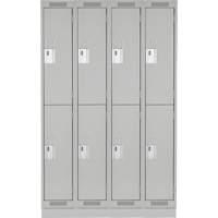 Clean Line Lockers, 2 -tier, Bank of 4, 48" x 18" x 76", Steel, Grey, Rivet (Assembled) Sécurité Médic