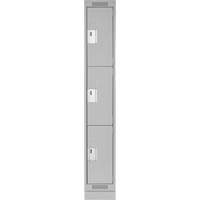 Clean Line Lockers, 3 -tier, 12" x 18" x 76", Steel, Grey, Rivet (Assembled) Sécurité Médic