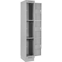 Clean Line Lockers, 3 -tier, Bank of 4, 48" x 18" x 76", Steel, Grey, Rivet (Assembled) Sécurité Médic