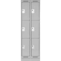 Clean Line Lockers, 3 -tier, Bank of 2, 24" x 18" x 76", Steel, Grey, Rivet (Assembled) Sécurité Médic