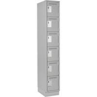 Clean Line Lockerette, 6 -tier, 12" x 18" x 76", Steel, Grey, Rivet (Assembled) Sécurité Médic