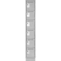 Clean Line Lockerette, 6 -tier, 12" x 18" x 76", Steel, Grey, Rivet (Assembled) Sécurité Médic