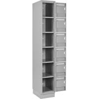 Clean Line Lockerette, 6 -tier, Bank of 4, 48" x 18" x 76", Steel, Grey, Rivet (Assembled) Sécurité Médic