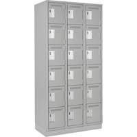Clean Line Lockerette, 6 -tier, Bank of 3, 36" x 18" x 76", Steel, Grey, Rivet (Assembled) Sécurité Médic