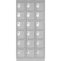 Clean Line Lockerette, 6 -tier, Bank of 3, 36" x 18" x 76", Steel, Grey, Rivet (Assembled) Sécurité Médic