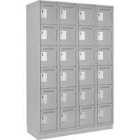 Clean Line Lockerette, 6 -tier, Bank of 4, 48" x 18" x 76", Steel, Grey, Rivet (Assembled) Sécurité Médic